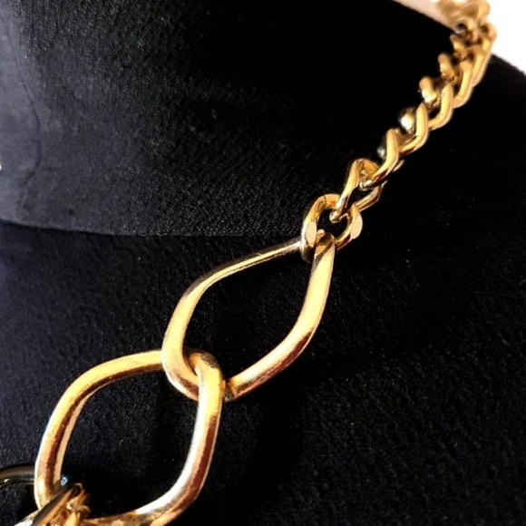 Organic Gold Tone Link Double Strand Necklace - Picture 3 of 6